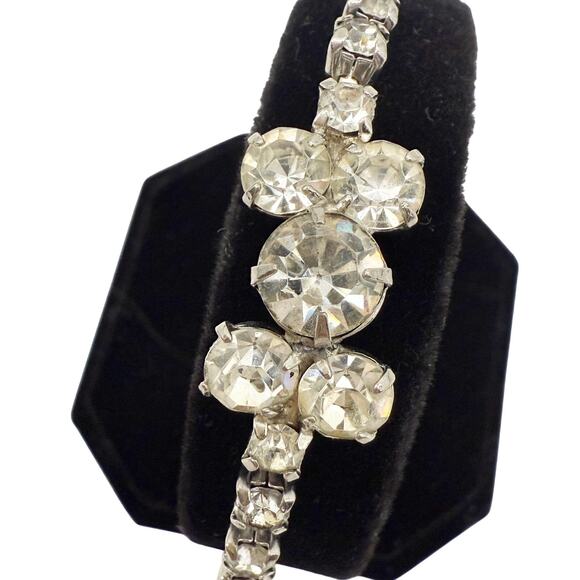 vintage Smart Set Coro single strand clear Rhinestones Bracelet costume jewelry - Picture 1 of 9